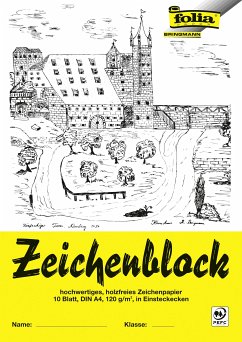 Cover Folia Zeichenblock mit Leinenecken 120g/m² DIN A4, 10 Blatt, weiß