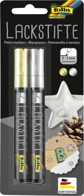 Folia Lackstifte 2-3mm gold & silber 2er Set