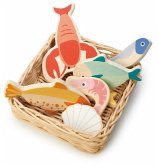 Tender Leaf 7508289 - Fischkorb, Weidenkorb mit Meeresfrüchte, Seafood Basket, Kaufladen-Zubehör