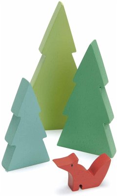 Tender Leaf 7508751 - Spielzeugkiefer und Fuchs, Tannenbäume, Holz, 4-teilig
