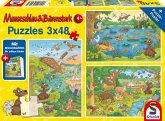 Schmidt 56413 - Mauseschlau & Bärenstark, Reise in die Natur, Puzzle mit Wissensbüchlein, 3x48 Teile Schmidt 56413 - Mauseschlau & Bärenstark, Reise in die Natur, Puzzle mit Wissensbüchlein, 3x48 Teile