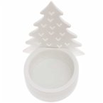 Teelichthalter Tannenbaum, Keramik, weiß