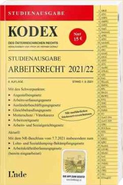 KODEX Studienausgabe Arbeitsrecht 2021/22 - Ercher-Lederer, Gerda;Stech, Edda