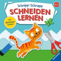 Ravensburger Schnipp-Schnapp Schneiden lernen - Schneiden und Kleben ab 3 Jahren - Block mit Belohnungsstickern und Profi-Urkunde - Perforierte Seiten - Gregor, Rina