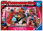 Ravensburger 05189 - Miraculous, Unsere Helden Ladybug und Cat Noir, Kinderpuzzle, 3x49 Teile
