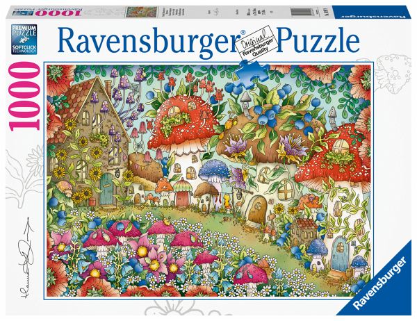 Ravensburger Puzzle - Niedliche Pilzhäuschen in der Blumenwiese - 1000 Teile  - Bei bücher.de immer portofrei