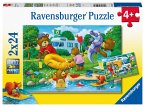 Ravensburger Kinderpuzzle - Familie Bär geht campen - 2x24 Teile Puzzle für Kinder ab 4 Jahren