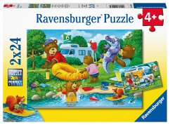 Ravensburger Kinderpuzzle - Familie Bär geht campen - 2x24 Teile Puzzle für Kinder ab 4 Jahren