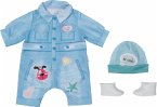 Zapf Creation® 832592 - BABY born Deluxe Jeans Overall mit Mütze und Schuhen, Blau, Puppenkleidung für Puppen 43 cm