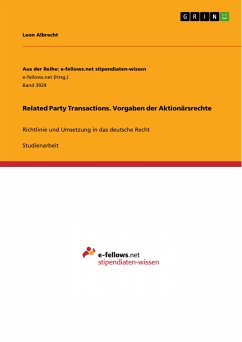 Related Party Transactions. Vorgaben der Aktionärsrechte (eBook, PDF) - Albrecht, Leon