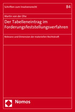 Der Tabelleneintrag im Forderungsfeststellungsverfahren - Ohe, Martin von der