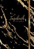 Tagebuch - A5 liniert - 100 Seiten 90g/m² - Soft Cover - Motiv "Marmor gold auf schwarz" - FSC Papier