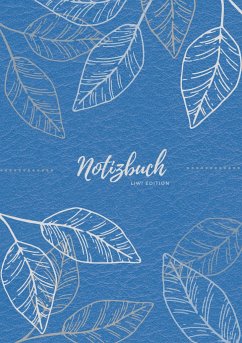 Notizbuch Tagebuch A5 liniert - 100 Seiten 90g/m² - Soft Cover - Silberne Blätter auf blau - FSC Papier - A5, Notizbuch;A5, Tagebuch