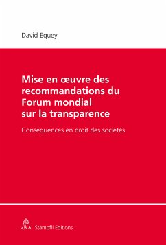 Mise en oeuvre des recommandations du Forum mondial sur la transparence (eBook, PDF) - Equey, David