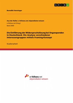 Die Einführung der Widerspruchslösung bei Organspenden in Deutschland. Die Analyse verschiedener Interessengruppen mittels Framing-Konzept (eBook, PDF)