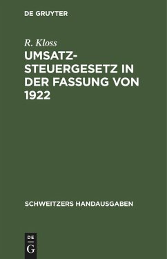 Cover Umsatzsteuergesetz in der Fassung von 1922