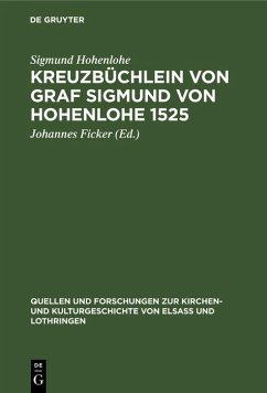 Kreuzbüchlein von Graf Sigmund von Hohenlohe 1525 (eBook, PDF) - Hohenlohe, Sigmund