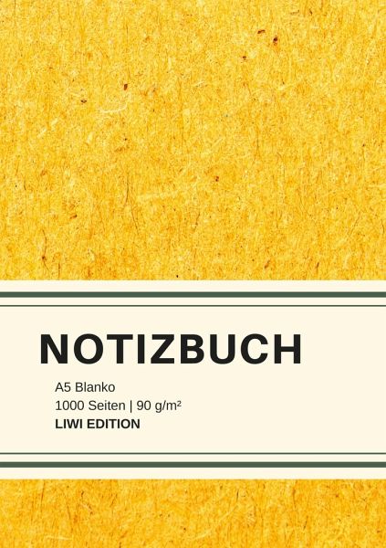 Dickes Notizbuch 1000 Seiten - A5 blanko - Hardcover gelb mit Leseband -  weißes … von Notizbuch A5; Notebook A5 bei bücher.de bestellen