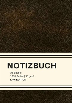 Dickes Notizbuch 1000 Seiten - A5 blanko - Hardcover schwarz mit Leseband - weißes Papier 90g/m² - FSC Papier - A5, Notizbuch;A5, Notebook