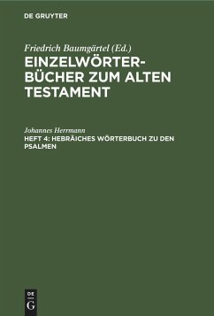 Hebräiches Wörterbuch zu den Psalmen - Herrmann, Johannes