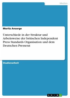 Unterschiede in der Struktur und Arbeitsweise der britischen Independent Press Standards Organisation und dem Deutschen Presserat - Ansorge, Moritz