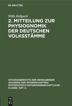 2. Mitteilung zur Physiognomik der deutschen Volksstämme - Hellpach, Willy