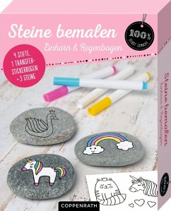 Steine bemalen - Einhorn & Regenbogen