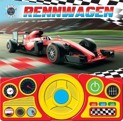 Cover Rennwagen - Soundbuch - Pappbilderbuch mit beweglichem Lenkrad und 13 coolen Geräuschen für Kinder ab 3 Jahren