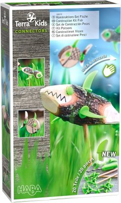 HABA 1306310001 - Terra Kids Connectors, Konstruktions-Set Fische, Naturmaterialien-Bauset, 20 Teile