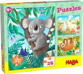 HABA 306480 - Puzzles Koala, Faultier & Co., 3x Puzzlespaß mit je 24 Teilen