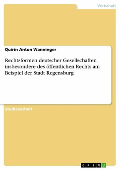 Rechtsformen deutscher Gesellschaften insbesondere des öffentlichen Rechts am Beispiel der Stadt Regensburg - Wanninger, Quirin Anton