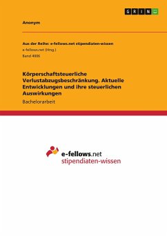 Körperschaftsteuerliche Verlustabzugsbeschränkung. Aktuelle Entwicklungen und ihre steuerlichen Auswirkungen - Anonymous