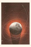 Vintage Journal Rocket Zooms around the Globe Poster