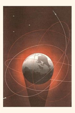 Vintage Journal Rocket Zooms around the Globe Poster