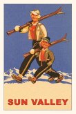 Vintage Journal Family Skiing in Sun Valley, Idaho Travel Poster