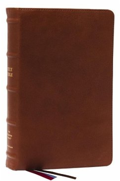 NKJV, End-of-Verse Reference Bible, Personal Size Large Print, Premium Goatskin Leather, Brown, Premier Collection, Red Letter, Thumb Indexed, Comfort Print - Nelson, Thomas