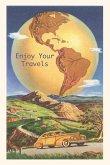 Vintage Journal Globe with Americas Postcard