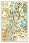 Vintage Journal Map of Manhattan and Bronx, New York