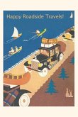 Vintage Journal Roadside Vacation Scene Travel Poster
