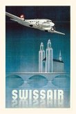 Vintage Journal Airline Flying Over a Bridge Travel Poster