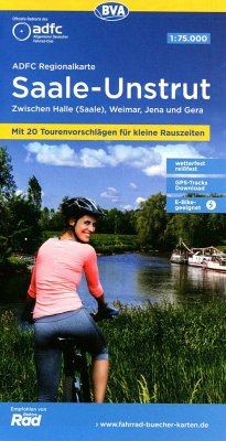 ADFC-Regionalkarte Saale-Unstrut, 1:75.000, mit Tagestourenvorschlägen, reiß- und wetterfest, E-Bike-geeignet, GPS-Tracks Download