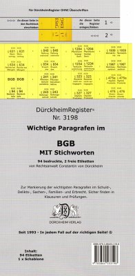 DürckheimRegister® BGB - WICHTIGE §§ MIT STICHWORTEN Im Bürgerlichen Gesetzbuch