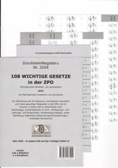 DürckheimRegister® 108 WICHTIGE §§ in der ZPO, ohne Stichworte