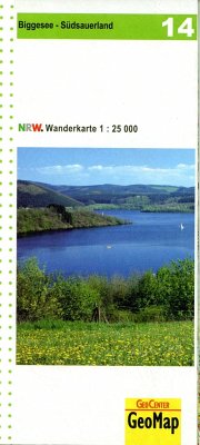 Biggesee - Südsauerland Blatt 14, topographische Wanderkarte NRW - Geobasisdaten: Land NRW