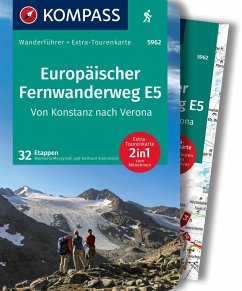 KOMPASS Wanderführer Europäischer Fernwanderweg E5, Von Konstanz nach Verona, 32 Etappen mit Extra-Tourenkarte - Stummvoll, Gerhard;Moczynski, Raphaela