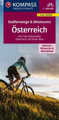 KOMPASS Radfernwegekarte Radfernwege & Biketouren Österreich - Übersichtskarte 1:300.000