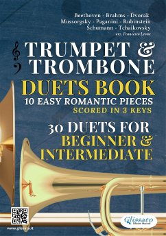Cover Trumpet & Trombone duets book   10 Easy Romantic Pieces scored in 3 comfortable keys (eBook, PDF)