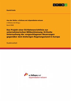Das Projekt einer EU-Rahmenrichtlinie zur unternehmerischen Mitbestimmung. Kritische Untersuchung der vorgeschlagenen Neuerungen gegenüber dem bisherigen Regelungsstand in Europa (eBook, PDF) - Krstic, David