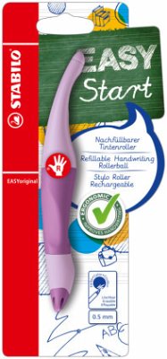 Ergonomischer Tintenroller für Rechtshänder - STABILO EASYoriginal Pastel in Schimmer von Lila - Einzelstift - Schreibfarbe blau (löschbar) - inklusive Patrone