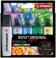 Textmarker - STABILO BOSS ORIGINAL - ARTY - 5er Pack - mit 5 verschiedenen Farben